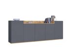 Sideboard Otto Home "Bolsena, Kommode, Schrank,Lowboard Mit 8 FäCher Und Offenes Ablagefach", Grau (Anthrazit, Eiche Wotan Matt), B:200Cm H:71,2Cm T:35Cm, Sideboards, Sideboard, Stehend/HäNgend Montierbar, Made In Italy, B/T/H: 200 × 35 × 71,2 Cm