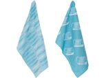 Geschirrtuch Pad "Sardine", Blau (Aqua), B:50Cm H:1Cm L:70Cm, 100% Baumwolle, GeschirrtüCher, Geschirrtuch, 100% Baumwolle, 50X70 Cm