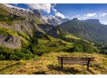Fototapete Papermoon "BERGE-NATUR Landschaft Gebirge Alpen BÄUme Wald Tapete", Bunt, B:5M L:2,8M, Vlies, Tapeten