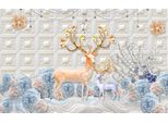 Fototapete Papermoon "Muster Hirsche", Bunt, B:4M L:2,6M, Vlies, Tapeten