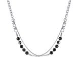 Edelstahlkette Firetti "Schmuck Geschenk Edelstahl Halsschmuck Halskette Layer Doppelreihig", Schwarz (Edelstahlfarben, Schwarz), Halsketten, Damen, Edelstahl, L: 56, Edelstahlkette, Mit Glasperle