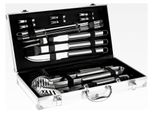 Grillzubehör-Set aus Stahl mit Koffer, BBQ-Zubehör mit Zange, Gabeln, Spatel und Bürsten