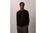 Strickpullover Calvin Klein "Ls 100% Merino Crew 14GG", Herren, Gr. L, Schwarz, Strick, Obermaterial: 100% Wolle, Unifarben, Regular Fit Normal, Rundhals, Eingesetzt Gerader Abschluss, Pullover Strickpullover, Mit Rundhalsausschnitt, Regular Fit