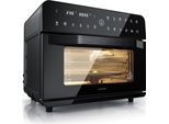 Arendo Minibackofen, Heißluftfritteuse 25L, 1800W, Multifunktionsofen mit Zubehör, schwarz