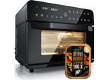 Arendo Minibackofen, Airfryer 25L Edelstahl Multifunktionsofen, XXL Heißluftfritteuse 1800W, mini Backofen mit Backpapier, Backblech, Dörrblech, Rost, Frittierkorb
