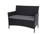 Poly-Rattan Gartenbank Hamar, Sitzbank Bank ~ Anthrazit, Kissen Anthrazit