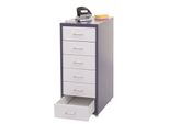 Rollcontainer Preston T851, Schubladenschrank Stahlschrank, 69X28X41Cm 6 Schubladen ~ Dunkelgrau Weiß