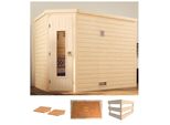 Sauna WEKA Turku Eck 2, beige (natur), ohne Ofen, (ohne Ofen), Saunen, Sauna, ohne Ofen