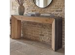 Konsolentisch MCW-L76, Telefontisch Beistelltisch Tisch, Industrial Massiv-Holz Mvg, 80X120X40Cm Natur Mit Metall-Optik