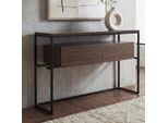 Konsolentisch MCW-P46, Telefontisch Beistelltisch Ablagetisch, Schublade Metall Mdf Melamin 80X120X40Cm ~ Braun