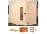 Sauna WEKA Turku Eck 1, beige (natur), ohne Ofen, (ohne Ofen), Saunen, Sauna, ohne Ofen