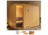 Sauna WEKA Varberg 4, beige (natur), ohne Ofen, (ohne Ofen), Saunen, Sauna, ohne Ofen