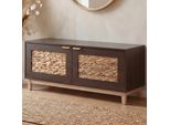 Sitzbank MCW-P54, Garderoben-Bank Schuhregal Schuhablage, Mdf Melamin Wasserhyazinthefront 45X100X42Cm ~ Walnuss-Optik