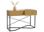 Konsolentisch MCW-P47, Telefontisch Beistelltisch Ablagetisch, Schublade Melamin Industrial 81X120X40Cm ~ Bambus-Optik