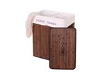 WäSchekorb MCW-C21, Laundry WäSchebox WäSchesammler WäSchebehäLter, Bambus 2 FäCher 63X55X34Cm 100L ~ Braun