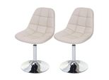 2Er-Set Esszimmerstuhl MCW-A60, Stuhl Drehstuhl, Chrom ~ Kunstleder Creme