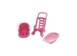 Polesie 42842 Puppenwagen 3 in 1 Set, Puppenbuggy Schaukelkorb Puppen-Badewanne pink