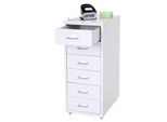 Rollcontainer Preston T851, Schubladenschrank Stahlschrank, 69X28X41Cm 6 Schubladen ~ Weiß