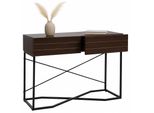 Konsolentisch MCW-P47, Telefontisch Beistelltisch Ablagetisch, Schublade Melamin Industrial 81X120X40Cm ~ Walnuss-Optik