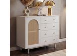 Kommode MCW-P52, Schrank Sideboard Highboard, Schubladen StaufäCher, Poly-Rattan Mdf Melamin 95X100X40Cm ~ Weiß