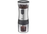 Kaffeemühle GEFU POLVE, transparent (silberfarben, schwarz, transparent), B:8cm H:22,5cm T:8cm, Kaffeemühlen, Kaffeemühle, Keramikmahlwerk, stufenlos, Kompakt, leicht, USB