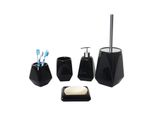 5-teiliges Badset MCW-C71, WC-Garnitur Badezimmerset Badaccessoires, Keramik ~ schwarz