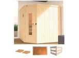 Sauna WEKA Varberg 3, beige (natur), ohne Ofen, (ohne Ofen), Saunen, Sauna, ohne Ofen