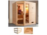 Sauna WEKA Valida Eck 1, beige (natur), ohne Ofen, (ohne Ofen), Saunen, Sauna, ohne Ofen