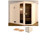Sauna WEKA Valida Eck 3, beige (natur), ohne Ofen, (ohne Ofen), Saunen, Sauna, ohne Ofen