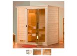 Sauna WEKA Bergen, beige (naturbelassen), ohne Ofen, (ohne Ofen), Saunen, Sauna, ohne Ofen