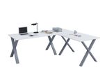 Schreibtisch VCM X Schreibtisch Eckschreibtisch L Form 130x130x50, weiß (silber, weiß), B:130cm T:130cm, Tische, Schreibtisch