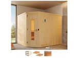 Sauna WEKA Varberg 4, beige (natur), ohne Ofen, (ohne Ofen), Saunen, Sauna, ohne Ofen