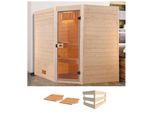 Sauna WEKA Valida Eck 3, beige (natur), ohne Ofen, (ohne Ofen), Saunen, Sauna, ohne Ofen