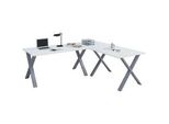 Schreibtisch VCM X Schreibtisch Eckschreibtisch L Form 130x130x50, weiß (silber, weiß), B:130cm T:130cm, Tische, Schreibtisch