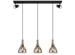 Globo Lighting HäNgeleuchte "Mattea", Schwarz, 3, H: 120Cm, 1 Stk., Leuchten, Schwarze HäNgeleuchte Mit Rauchglas, Mdf, GU10 & E27 Spots, HäNgeleuchte