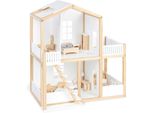 Puppenhaus PINOLINO Ida, weiß (weiß, natur), Puppenhäuser, KinderB:64cm H:71cm T:42cm, Holz, MDF, Puppenhaus, B:64cm H:71cm T:42cm