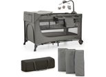 Baby-Reisebett KINDERKRAFT JOY 2 mit Zubehör, Baby, Gr. Liegefläche B/L: 60cm x 120cm, kein Härtegrad, grau (dunkelgrau), Kunststoff, Polyester, Babybetten Baby-Reisebett