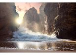 Fototapete Papermoon "Felsen Und Wellen", Bunt, B:4,5M L:2,8M, Vlies, Tapeten