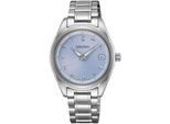 Quarzuhr Seiko, Silber (Silberfarben, Hellblau), Armbanduhren, Damen, Quarzuhr, Armbanduhr, Damenuhr, Edelstahlarmband, Datum, Saphirglas