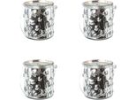 Windlicht Creativ Deco "Weihnachtsdeko", Silber (Silberfarben), H:10Cm Ø:6,5Cm, Glas, Kerzenhalter, Windlicht, Glas Mit Stern-Struktur