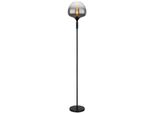 Globo Lighting Stehlampe "Maxy", Schwarz (Schwarz Matt), 1, Ø 29Cm H: 165Cm, 1 Stk., Leuchten, Stehleuchte Schwarz Matt, Rauchglas, Textilkabel, E27, Stehlampe