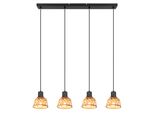 Globo Lighting HäNgeleuchte "Wenna", Schwarz Matt, 4, H: 120Cm, 1 Stk., Leuchten, HäNgeleuchte FüR Esszimmer Bambus Dunkelbraun, HäNgeleuchte