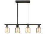 Globo Lighting HäNgeleuchte "Villegas", Schwarz, Chrom Matt, 4, H: 120Cm, 1 Stk., Leuchten, Wohnzimmerleuchte Schwarz-Chrom, Opalglas, HöHenküRzbar, HäNgeleuchte