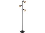 Globo Lighting Stehlampe "Tokki", Schwarz Matt, 3, H: 154Cm, 1 Stk., Leuchten, Stehleuchte Schwarz, Glas Amber/Rauch, FußTrittschalter, E14, Stehlampe