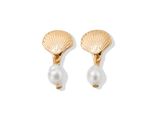 Paar Ohrstecker "Schmuck Geschenk Edelstahl Ohrringe Muschel-Optik Mit Zierperlen", Gold (Gelbgoldfarben, Weiß), Aniston Jewelry & Watches, Ohrringe, Damen, Edelstahl Perlen, Edelstahl, Perlen, Made In Germany - Mit Perle (Imitiert)