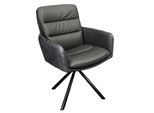Riess-Ambiente Stuhl BIG George - Grau Echtleder Microfaser Mit Armlehne Schwarze Metallbeine Drehbarer
