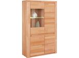 Vitrine Otto Home "Burani", Beige (Kernbuche Teilmassiv), B:90Cm H:145Cm T:35Cm, Holz Teilmassiv, SchräNke, Vitrine, Grifflose Optik