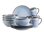 Frühstücks-Geschirrset MÄSER Smoky's, blau, 12, Geschirr-Sets, Frühstücks-Geschirrset