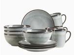 Frühstücks-Geschirrset MÄSER Smoky's, grün, 12, Geschirr-Sets, Frühstücks-Geschirrset