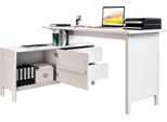 Schreibtisch Otto Home "Luven, Aus Massivholz", Weiß, B:140Cm H:76Cm T:60Cm, Tische, Schreibtisch, In 2 Breiten, Variable Nutzung Als Schreibtisch Oder Eckschreibtisch